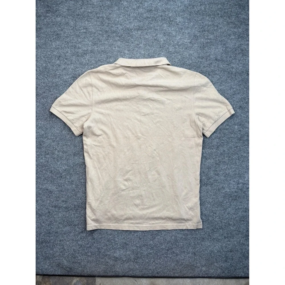 Calvin Klein Mens Large Tan‎ Beige Short Sleeve Pique Polo Shirt CK Logo Classic